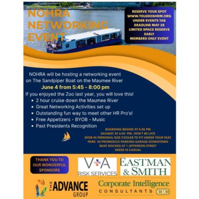 NOHRA Networking Event on The Sandpiper Boat on the Maumee River